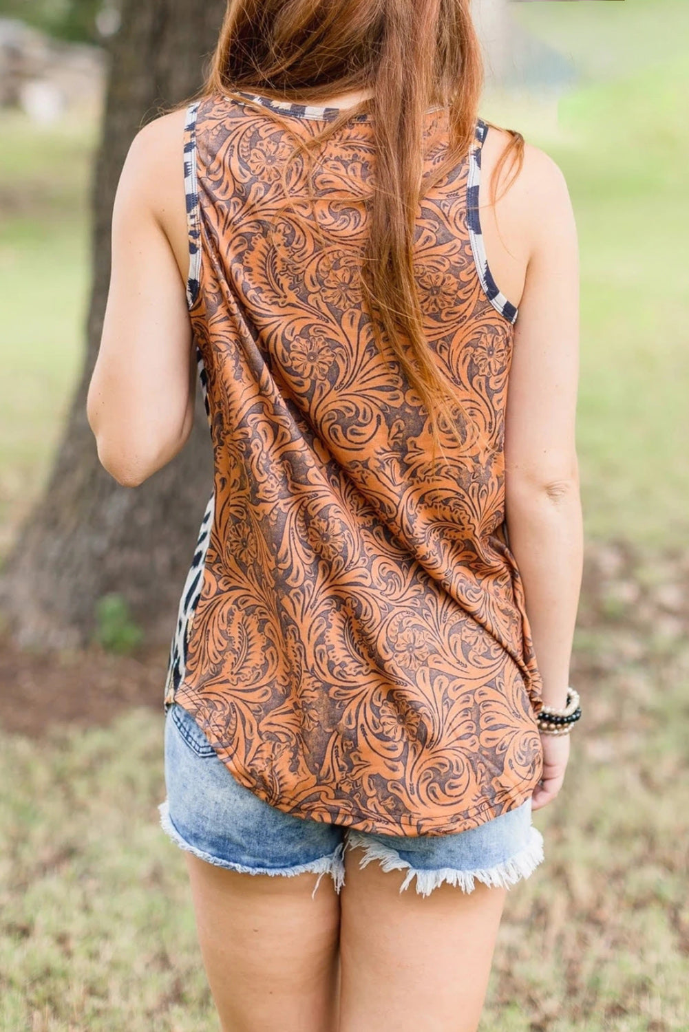 Leopard and Vintage Floral Mixed Print Tank