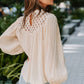 Crochet Lace Textured Balloon Sleeve Blouse