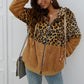 Winter leopard print patchwork hooded sweatshirt