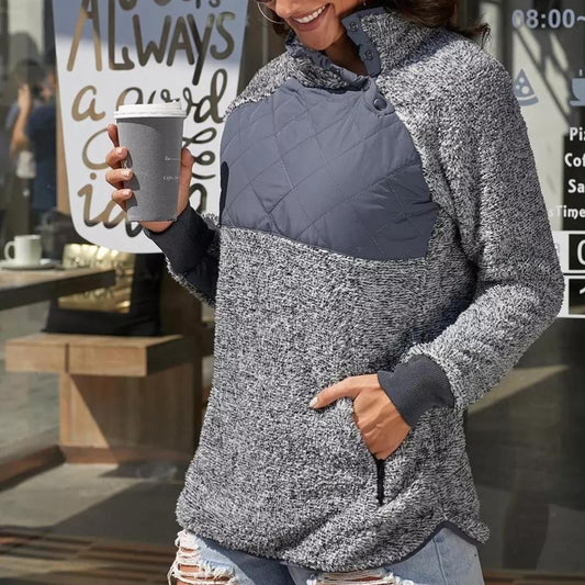 Fleece Asymmetrical Snap Pullover