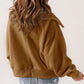 Button Flap Pocket Spread Collar Fleece Jacket