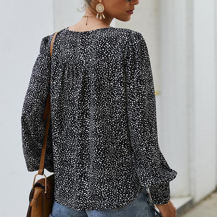 Long-sleeved shirt small floral blouse