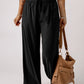 Drawstring Elastic Waist Casual Wide Leg Pants