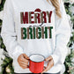 White MERRY BRIGHT Leopard Plaid Print Graphic Sweatshirt