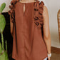 Brown Ruffles Armhole Tank Top