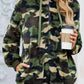 Camo Print Warm Furry Pullover Hoodie