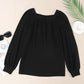 Square Neck Puff Sleeve Waffle Knit Top