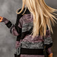 V Neck Buttons Front Colorblock Cardigan with Pockets