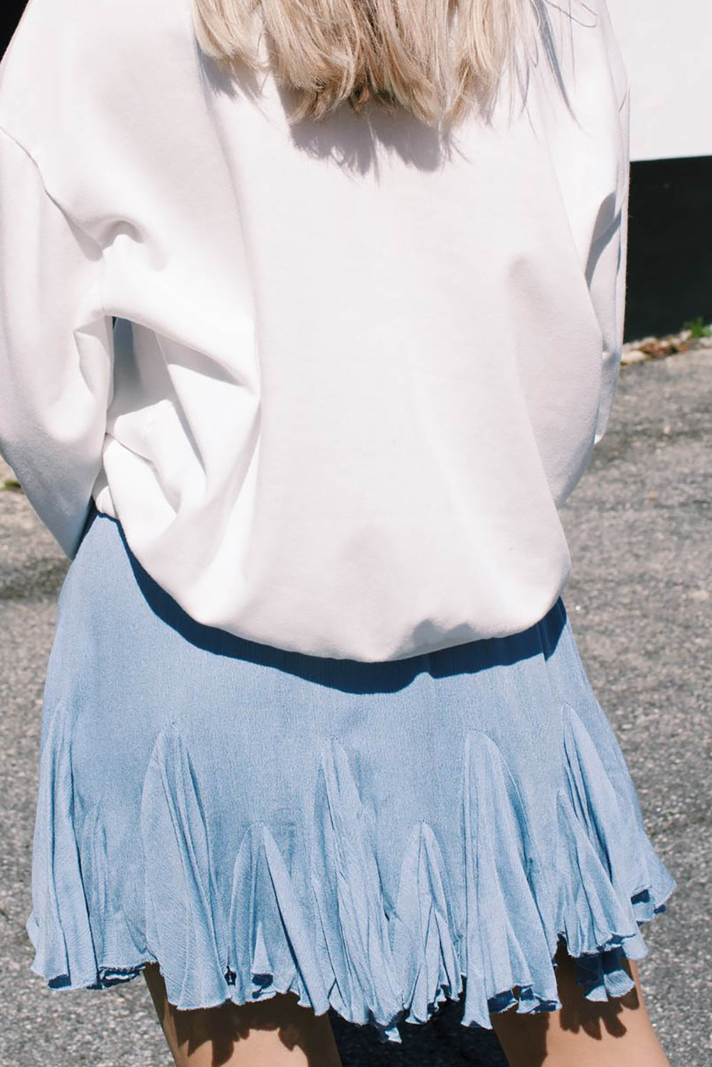 Blue Korean High Waist Tutu Pleated Mini Skirt