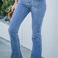 Vintage Casual Pocket Flared Jeans