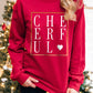 Red CHEERFUL Glitter Graphic Print Pullover Sweatshirt