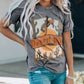 Desert Wild Cowboy Cactus Print Short Sleeve Graphic Tee
