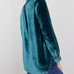 Frilled Neck Buttoned Front Velvet Top
