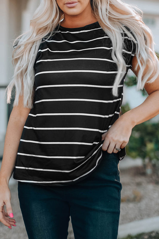 Leopard Printed Open Back Short Sleeve T Shirt