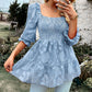 French square collar peplum top