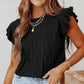 Black Ruffle Sleeve Cable Knit Top