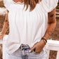White Lace Crochet Lace-up Open Back Puff Sleeve Top
