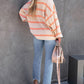 Striped Drop Shoulder Pullover Sweatshirt