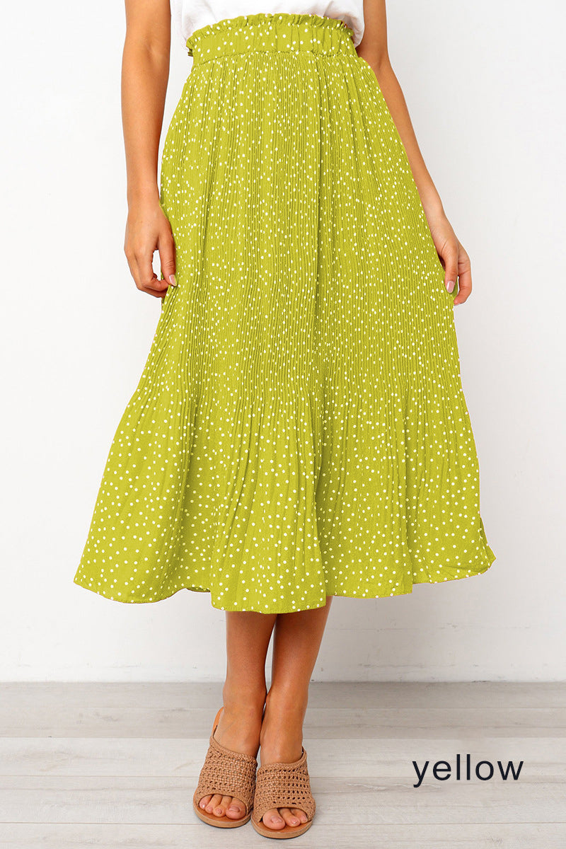 polka-dot pleated skirt