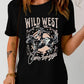 Black WILD WEST Cowboys Graphic Print Crewneck T Shirt