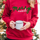 Red Merry Mood Long Sleeve Pullover Sweatshirt