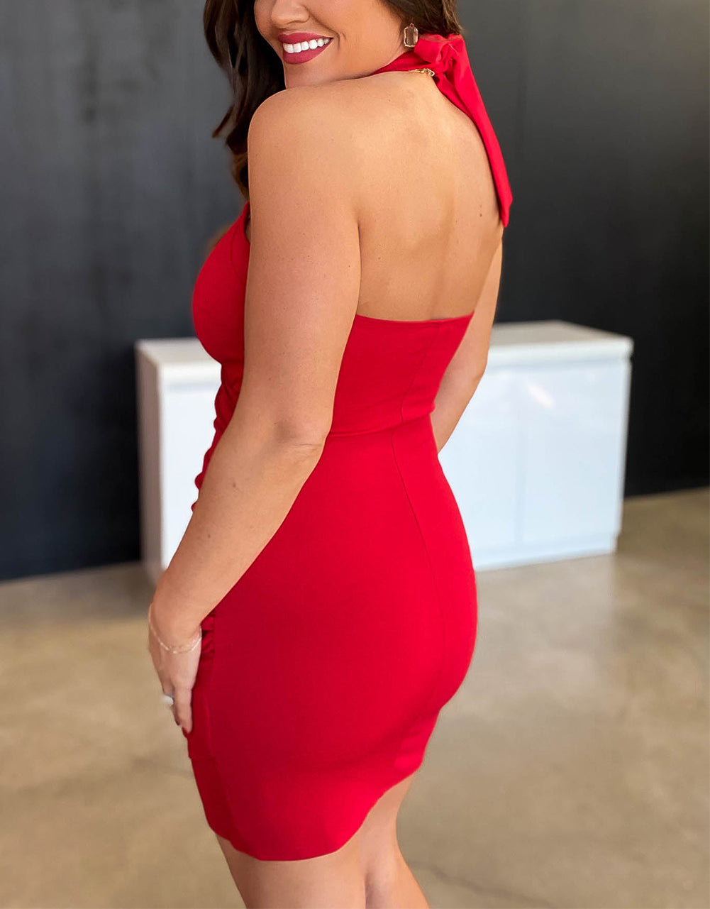 Halter Neck Wrapped Mini Bodycon Dress