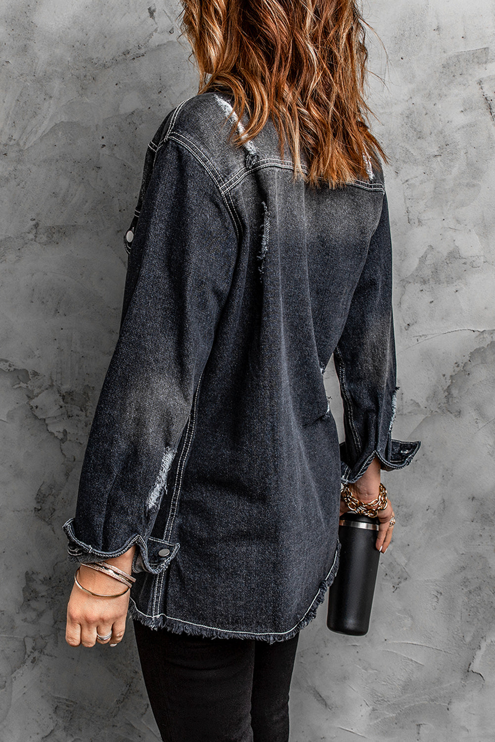 Black Distressed Denim Jacket