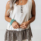 White Leopard Peplum Hemline Flowy Tank Top