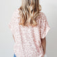 Pink Leopard Print Loose Fit V Neck T Shirt