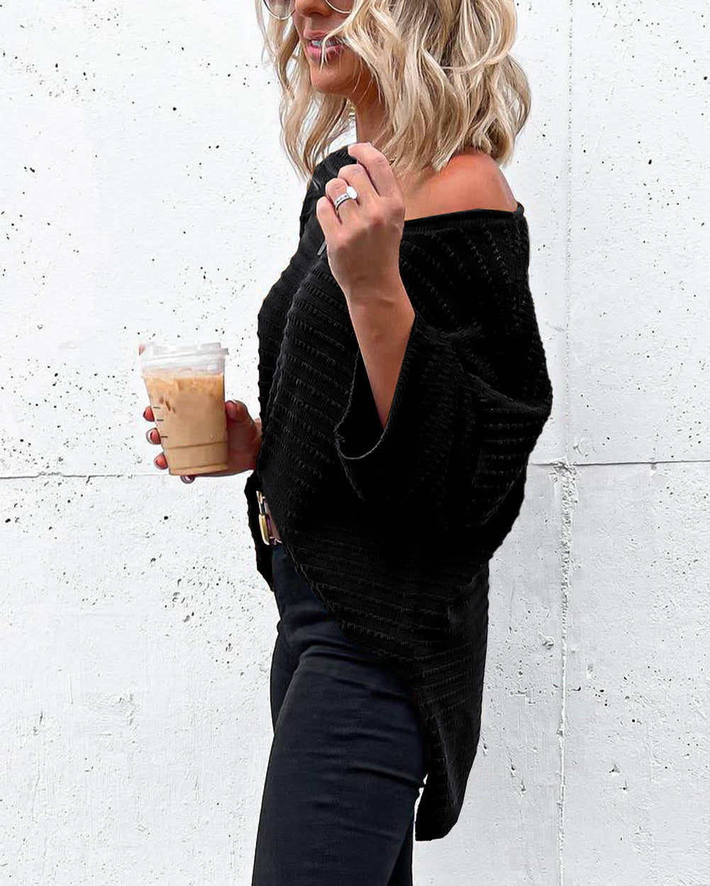 Textured Knit Drop Shoulder Tee