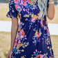 Ruffled Short Sleeve Floral Dress