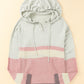 Color Block Knit Kangaroo Pocket Hooded Sweater