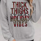 Gray Leopard Plaid Letter Print Long Sleeve Pullover Sweatshirt