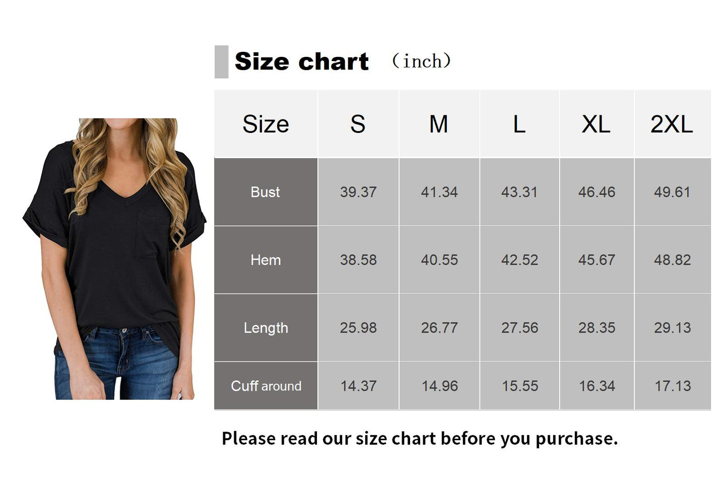 V-Neck Shirts Loose Casual Tee T-Shirt