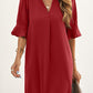 Ruffled Sleeve Shift Dress