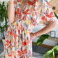 Multicolor Summer Floral Button V Neck Ruffle Flowy Dress