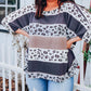 Gray Plus Size Leopard Striped Color Block Oversized Top