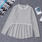 Flowy A-line Stiped Print Long Sleeve Top