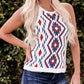 Aztec Geometric Print Knitted Tank Top