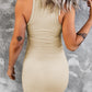 Ribbed Ruched Sleeveless Bodycon Dress