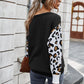 Autumn and winter fashion collision color stitching leopard sweater
