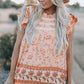 Floral Print Ruffled Crew Neck Sleeveless Top