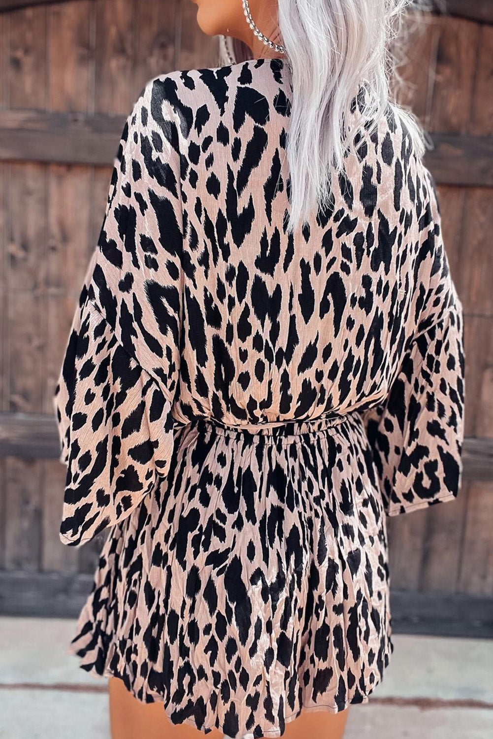 Leopard Leopard Allover Belted Crinkle Romper