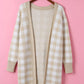 Open Front Plaid Long Cardigan