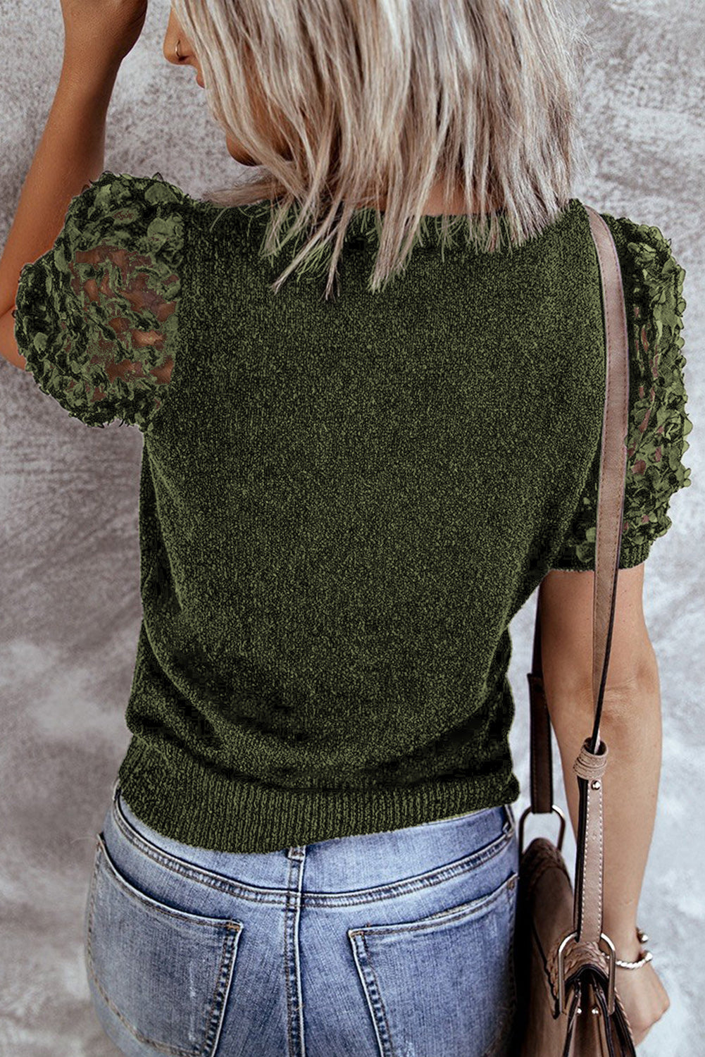 Sheer Sleeve Knit T-shirt