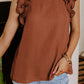 Brown Ruffles Armhole Tank Top