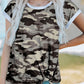 Gray Camo Print Knotted Hem T-shirt