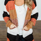 Multicolor Striped Color Block Open Front Cardigan