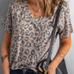 V Neck Front Pocket Leopard Tee