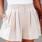 Apricot Pocketed Pleated Shorts
